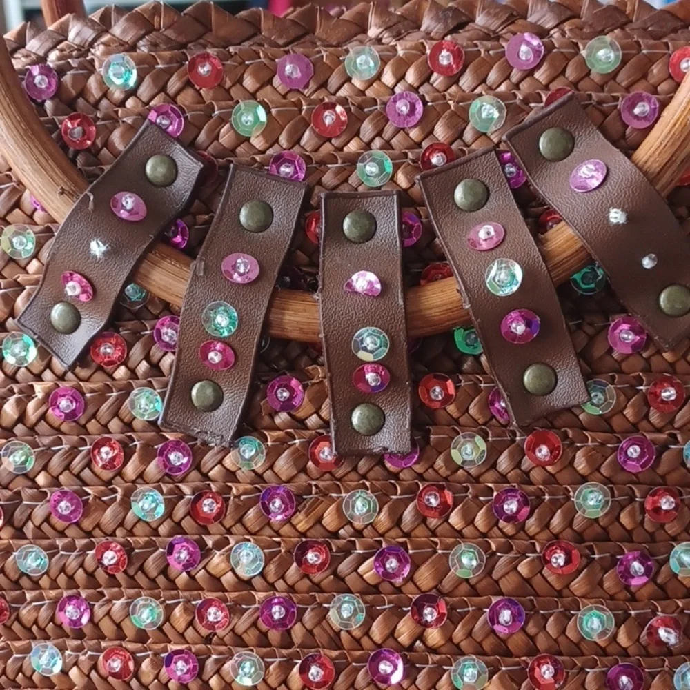 Victoria's Secret, Straw, Bling Bucket Bag, Sexy western, Rocker, sequin, boho